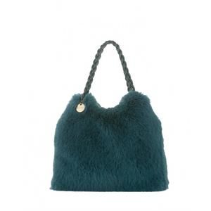 NEW ALEX MAX women's faux fur purse with braided handle bag in ottanio